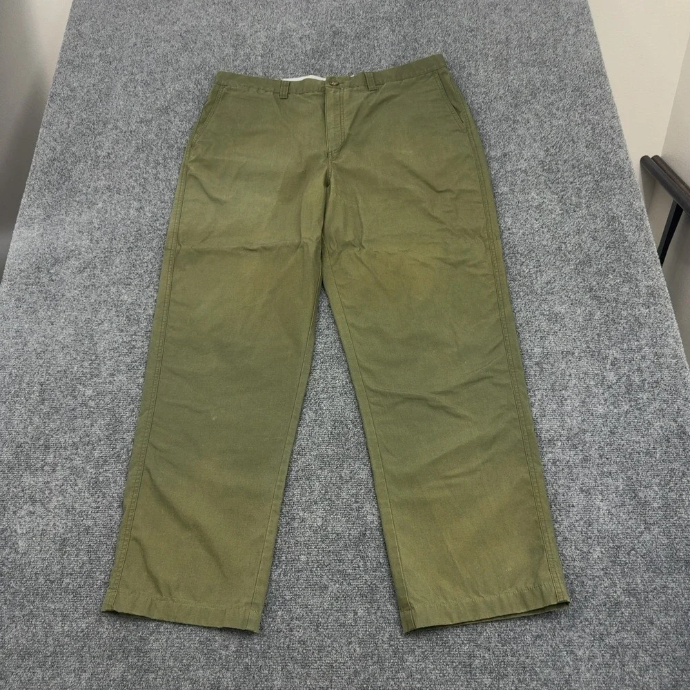 LL Bean Pants Mens 40 Green Cotton Natural Fit Straight Leg Chino Casual Style